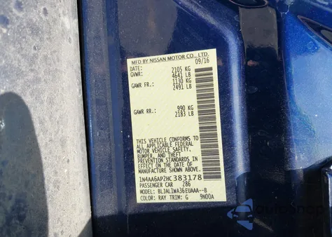 2017 Nissan Maxima 3.5 Sr from USA, damaged, VIN 1N4AA6AP2HC383178